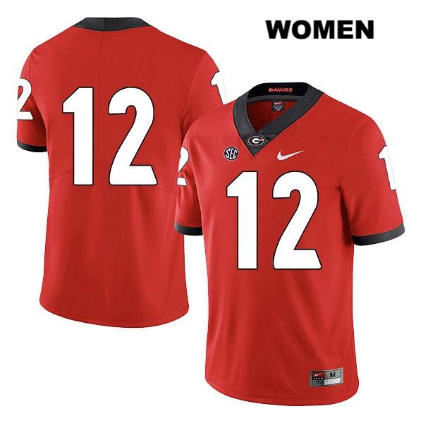 Georgia Bulldogs Women's Tommy Bush #12 NCAA No Name Legend Authentic Red Nike Stitched College Football Jersey ANC0356VM